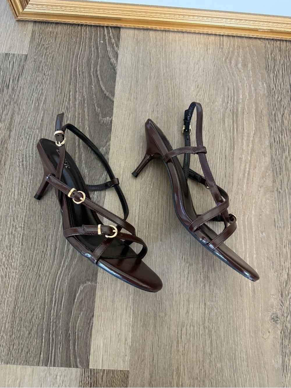 Cider Dark Brown Strappy Slingback Heels
